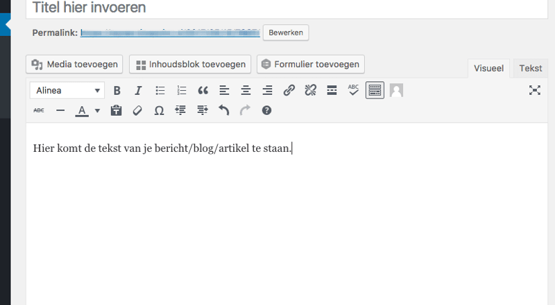 nieuw bericht toevoegen in WordPress